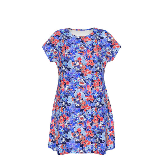 Navy Blooms Cruise - Women's T-Shirt Dress