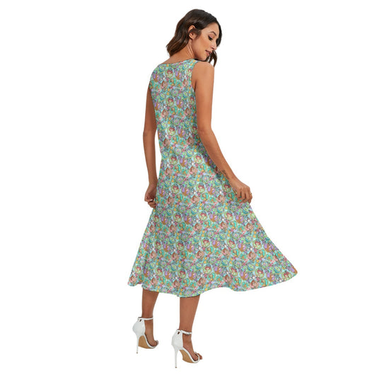 Tattoo Hearts Space Cowboys & Friends - Women’s Diagonal Pocket Midi Dress