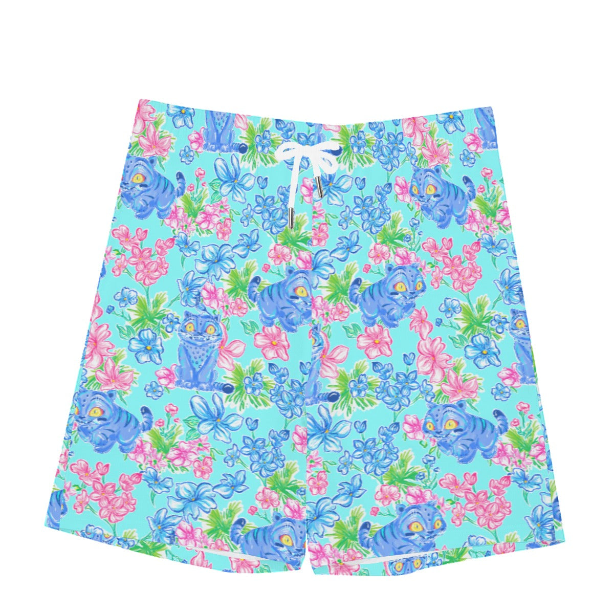 Derpy Tiger Blooms - Men’s Pocket Beach Shorts