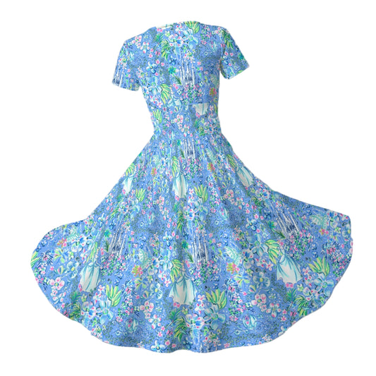 Bright Tropical Princess - Royal Beach Day - Women's V-Neck Ruched Midi Dress