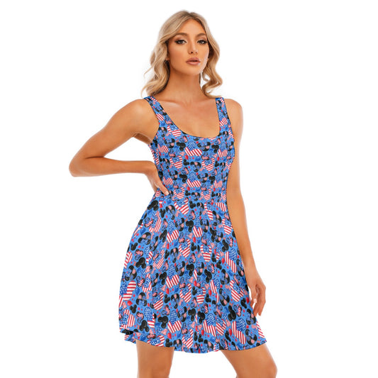 Mouse Fourth of July Celebration - Women's Sleeveless Pocket Skater Dress