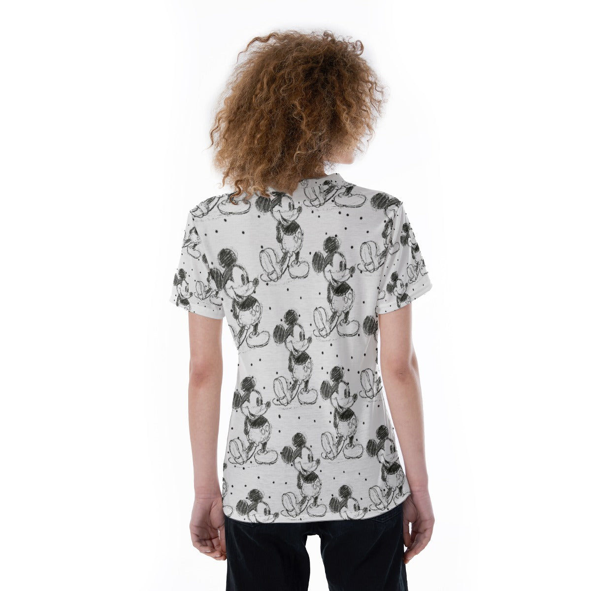 Sketch of Classic Mouse - Women's Short Sleeve V-Neck T-Shirt