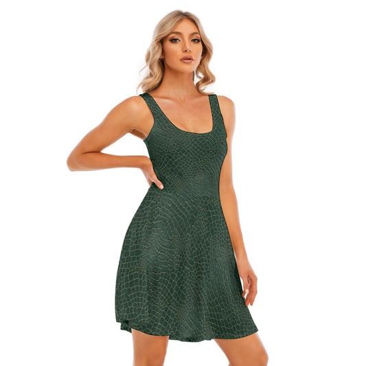 Animal Print - Alligator - Women's Sleeveless Pocket Skater Dress