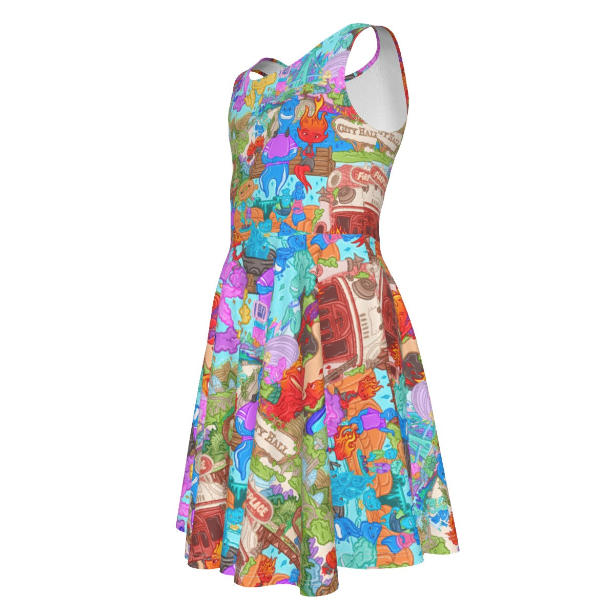 Element City Scene Collage - Kid's Sleeveless Skater Dress