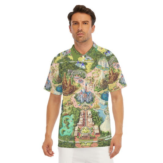 Colorful Theme Park Map - Men's Polo Shirt