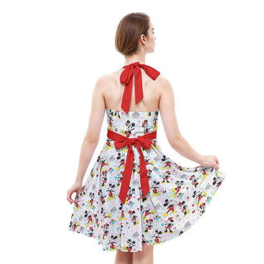 Doodle Mouse Magic - Women's Halter Vintage Pocket Dress