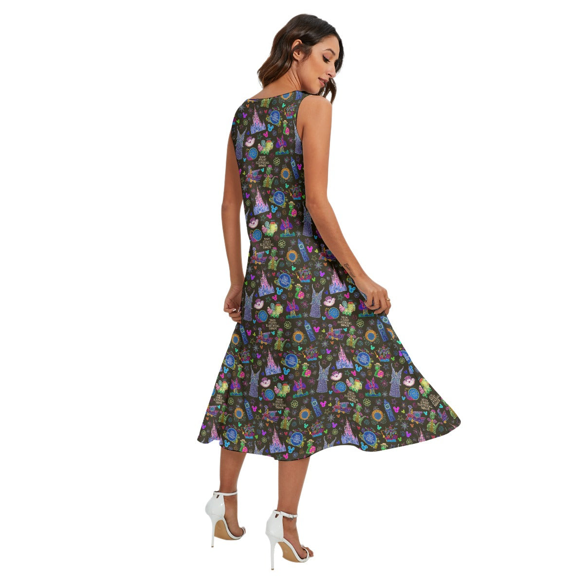 Main Street Neon Parade - Women’s Diagonal Pocket Midi Dress