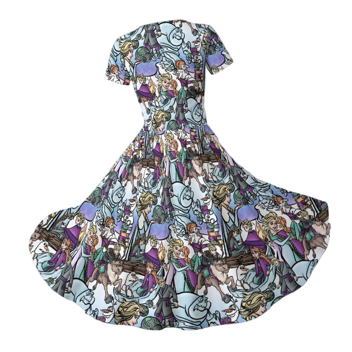 Enchanted Winter Journey - Women's V-Neck Ruched Midi Dress