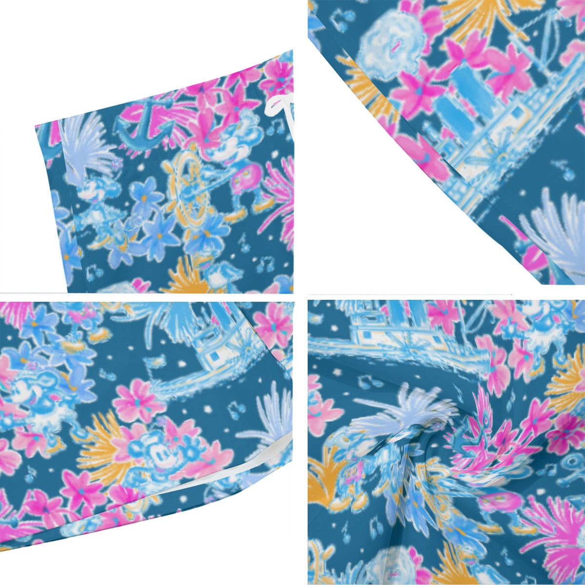 Bright Tropical Whimsy - Vintage Steamboat Captain - Men’s Pocket Beach Shorts
