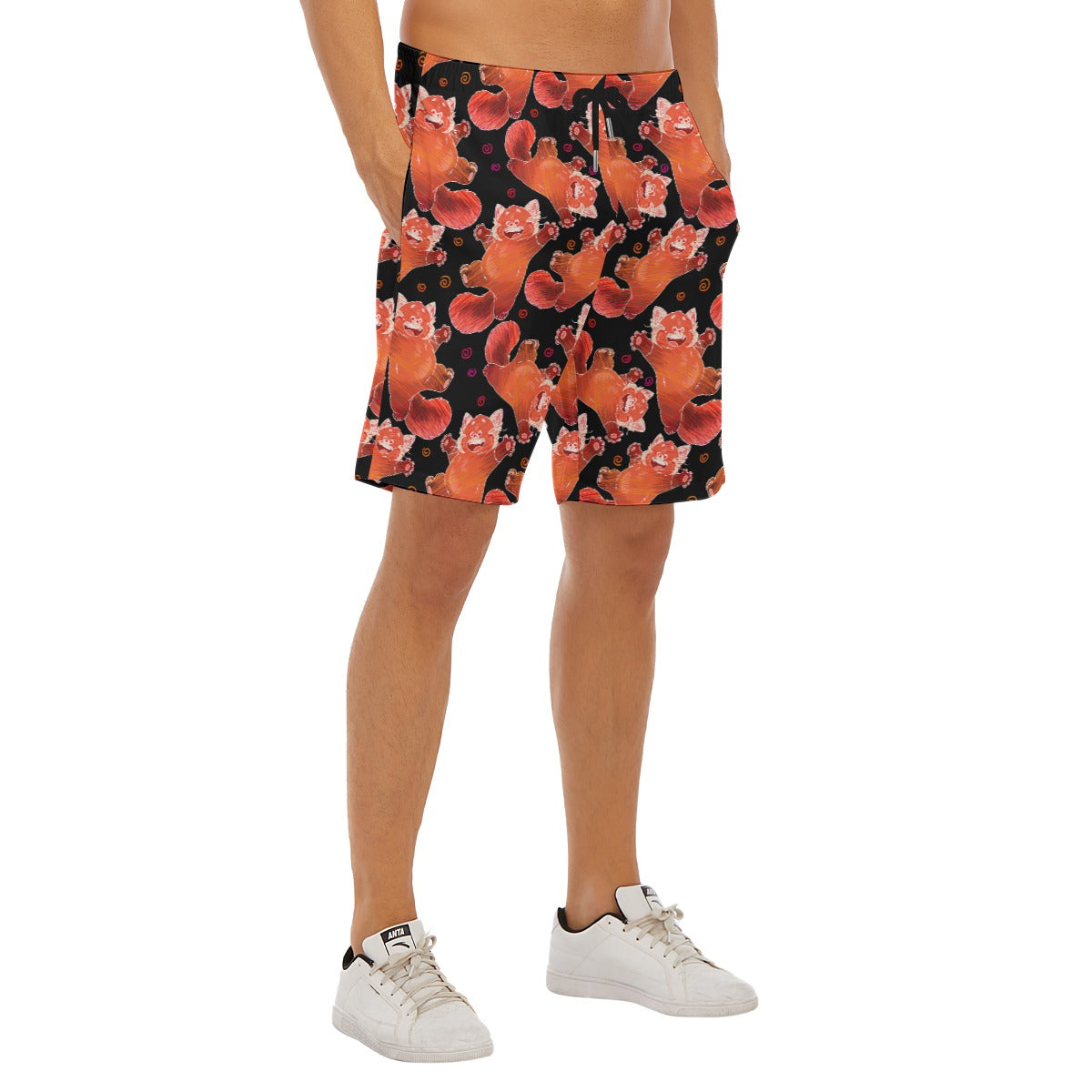 Scribbly Red Panda - Men’s Pocket Beach Shorts