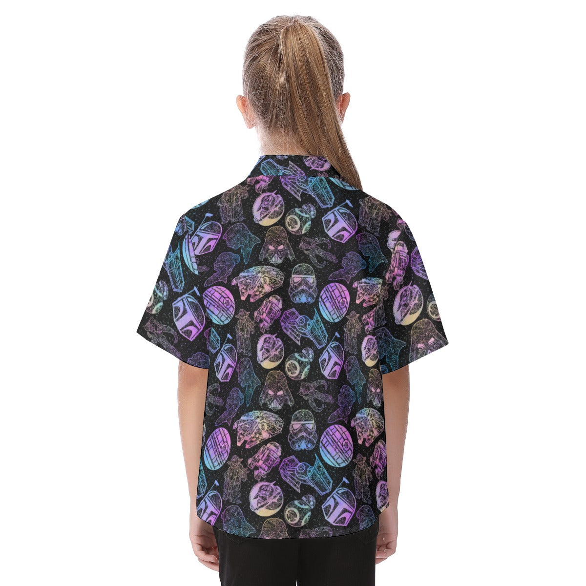 Watercolor Galactic Mandalas - Kid's Hawaiian Button Up Shirt