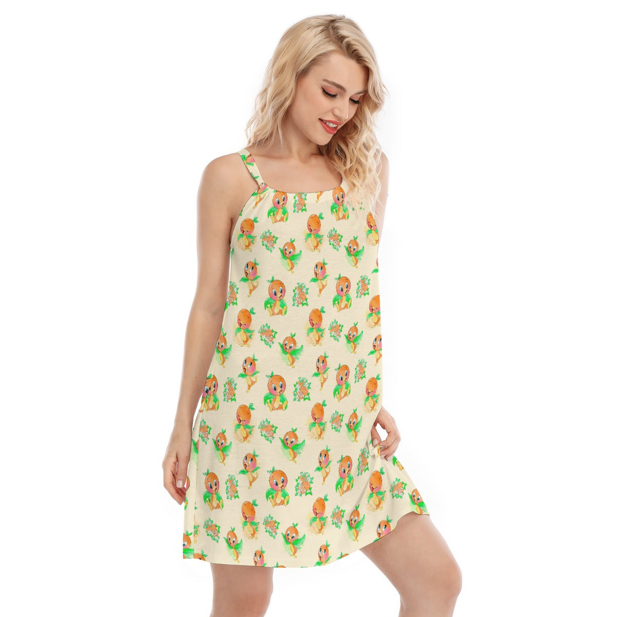 Citrus Charm Bird - Women’s Adjustable Sundress