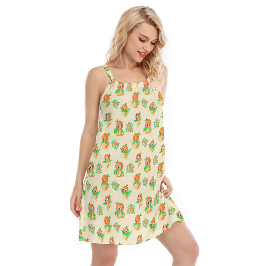 Citrus Charm Bird - Women’s Adjustable Sundress
