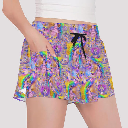 Figment Watercolor Rainbow - Girls’ Flowy Pocket Shorts