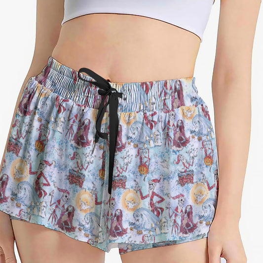 Santa Jack with Sally & Ghost DogZero - Women's Flowy Pocket Shorts