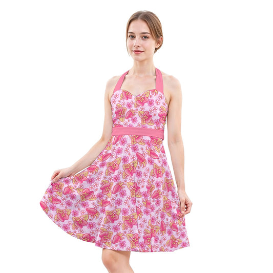 Summer Fruits - Strawberry - Women's Halter Vintage Pocket Dress