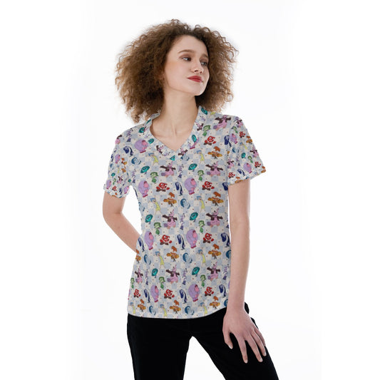Blue Check Emotional Spectrum - Women's Short Sleeve V-Neck T-Shirt