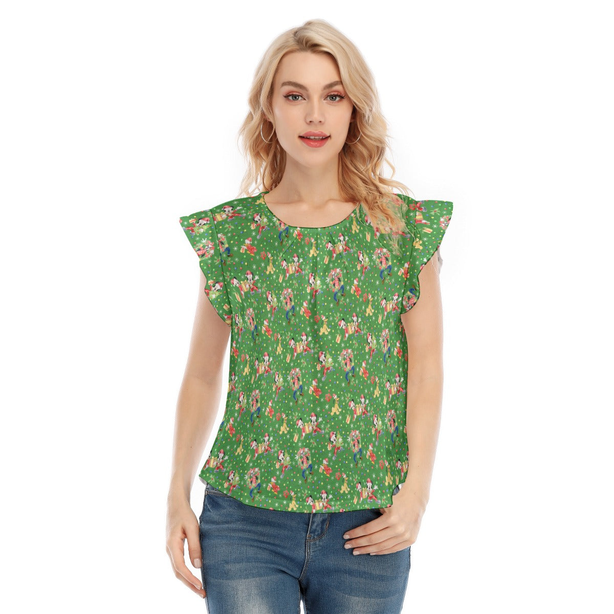 Mouse & Friends Christmas Cheertmas - Women’s Flutter Sleeve Top