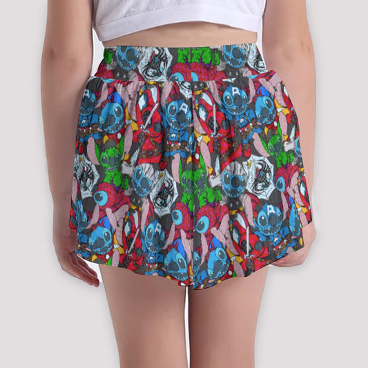 Superhero Stitch - Heroes Assembled - Girls’ Flowy Pocket Shorts