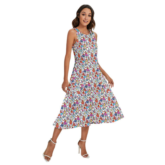 Festive Character Baubles on White - Women’s Diagonal Pocket Midi Dress