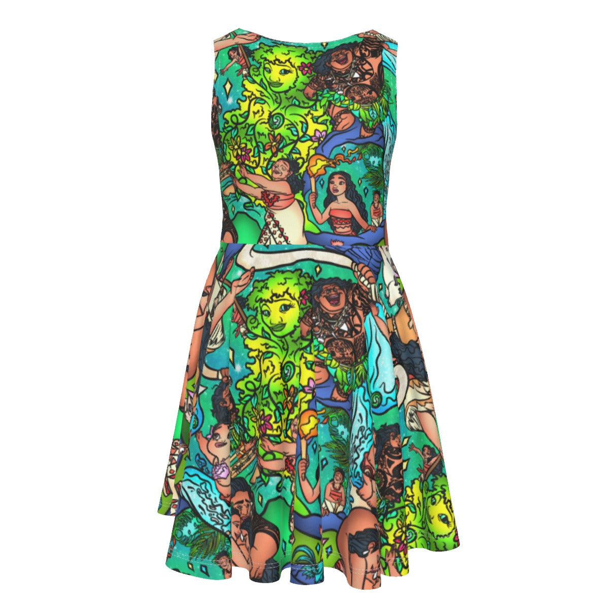 Ocean Voyager Storybook Scenes - Kid's Sleeveless Skater Dress