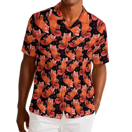 Scribbly Red Panda - Men’s Cotton-Rich Button Up Shirt