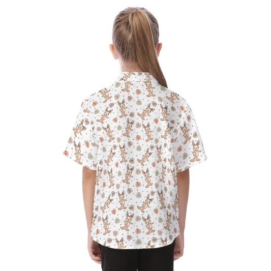Reindeer Onesie Cheer - Kid's Hawaiian Button Up Shirt