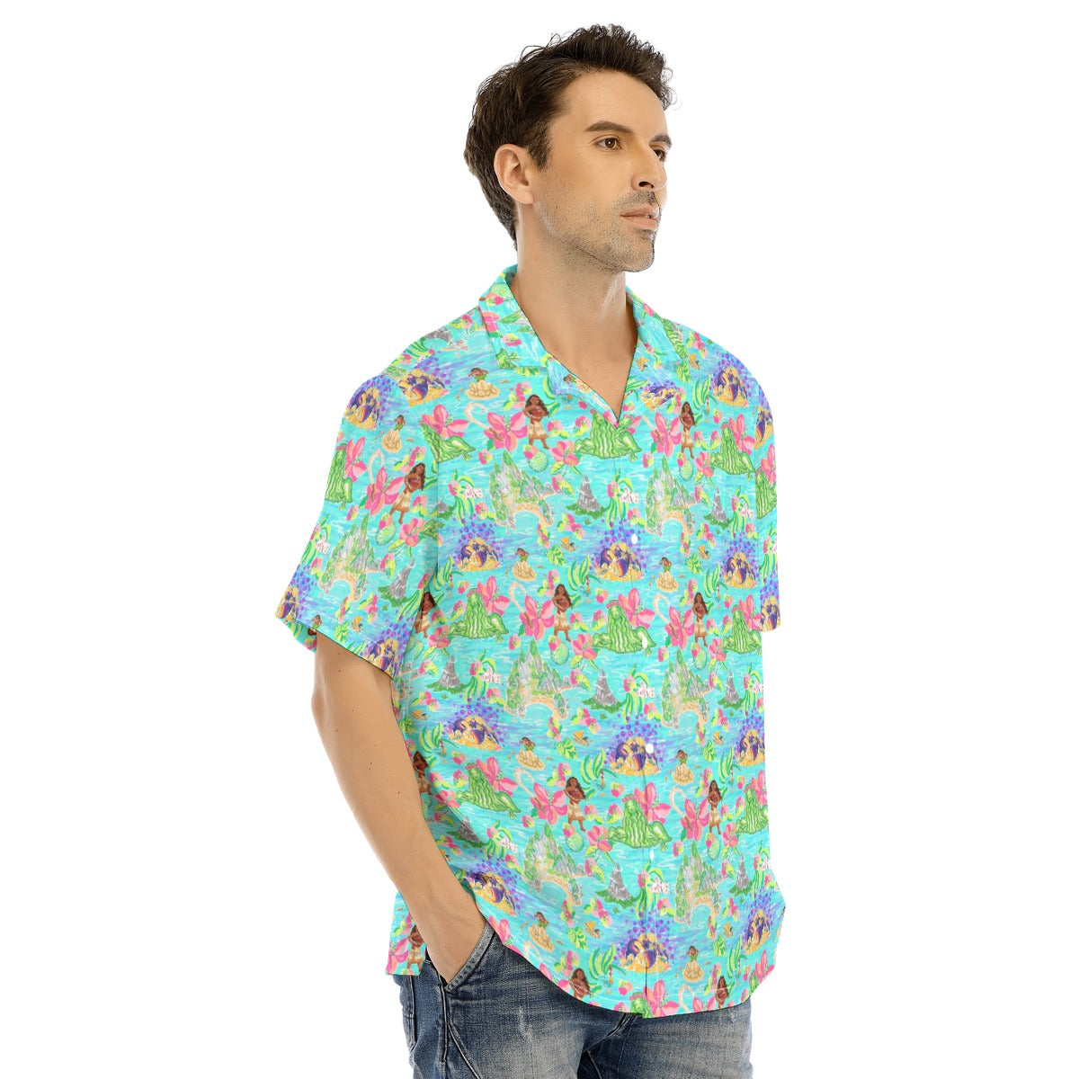Tropical Island Paradise - Men's Hawaiian Button Up Shirt