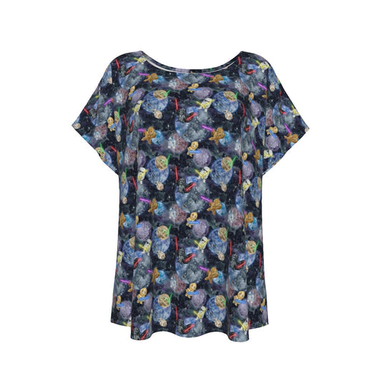 Watercolor Cosmic Battle - Women’s Relaxed Fit Scoop Tee