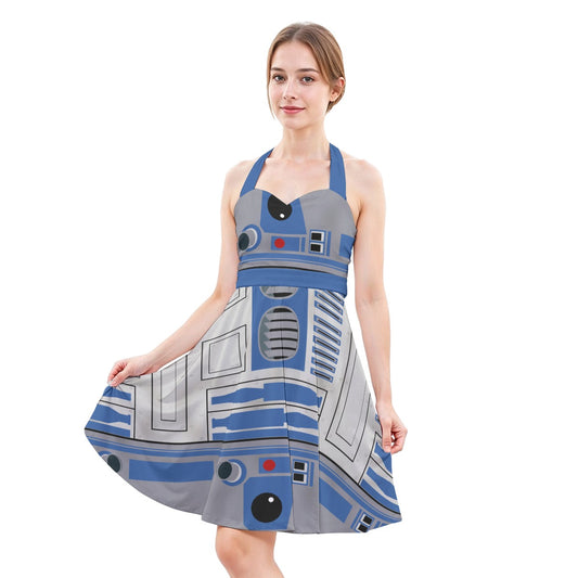 Little Blue Droid - Women's Halter Vintage Pocket Dress