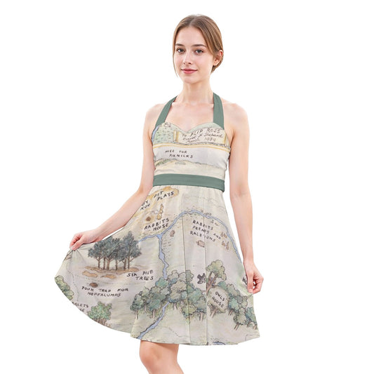 Hundred Acre Map - Women's Halter Vintage Pocket Dress