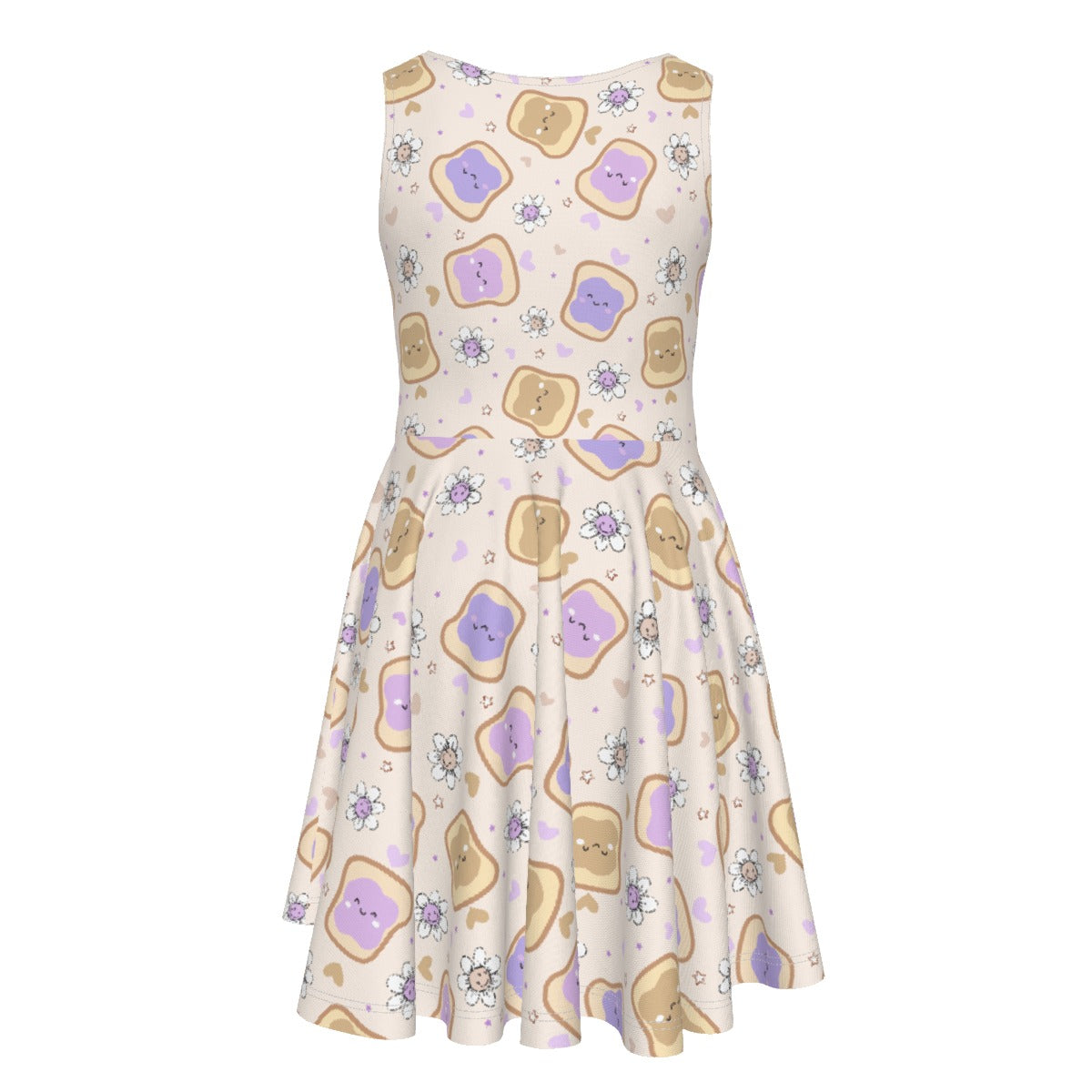 Kawaii Peanut Butter and Jelly Sandwiches - Kid's Sleeveless Skater Dress