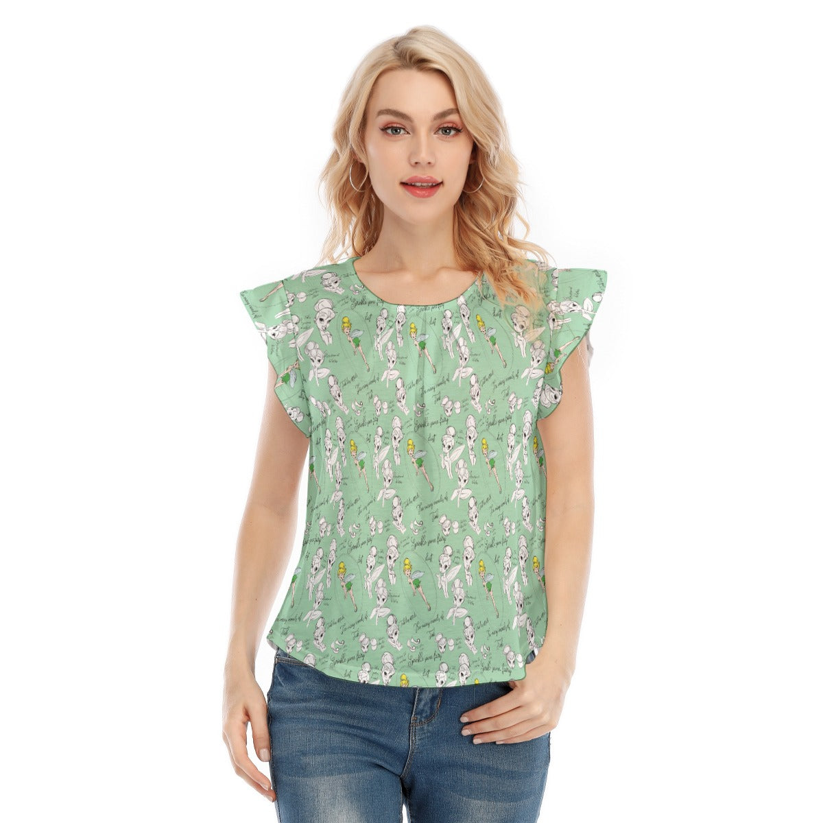 Drawing Pixie Fairy - Women’s Flutter Sleeve Top