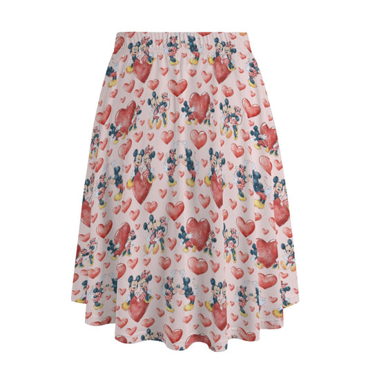Valentine Mouse Couple - Women’s Pocket Midi Skirt