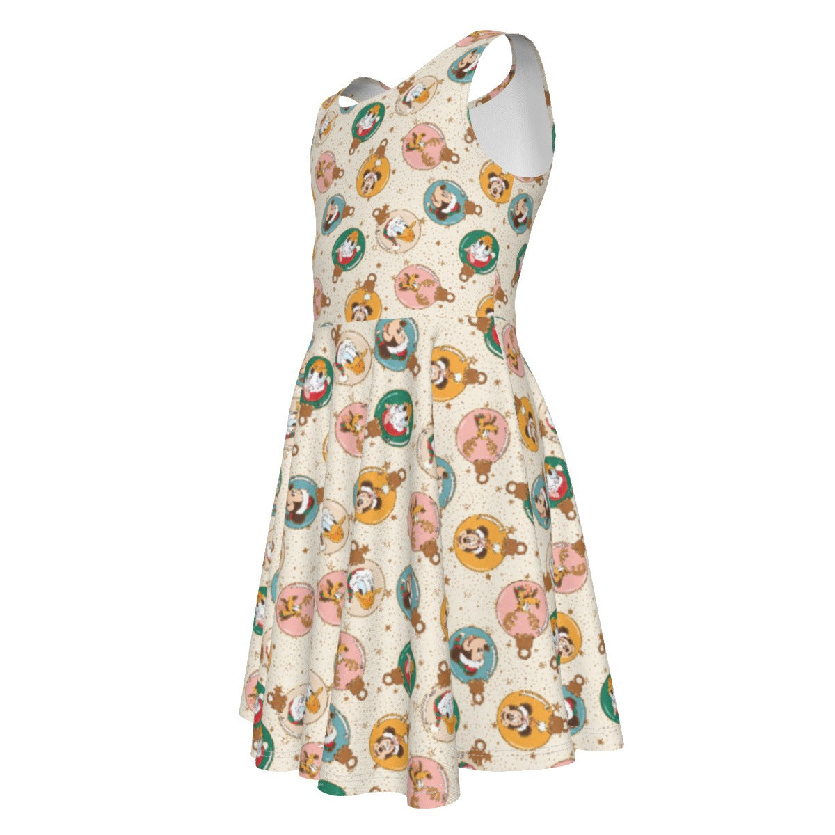 Golden Holiday Baubles - Kid's Sleeveless Skater Dress