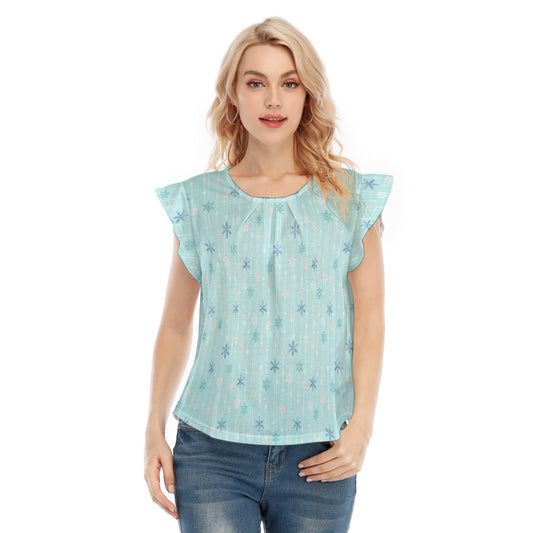 Ice Queen Snowflake Pattern - Women’s Flutter Sleeve Top
