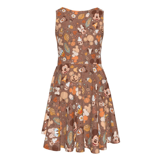 Pumpkin Spice Friends FallFall - Kid's Sleeveless Skater Dress