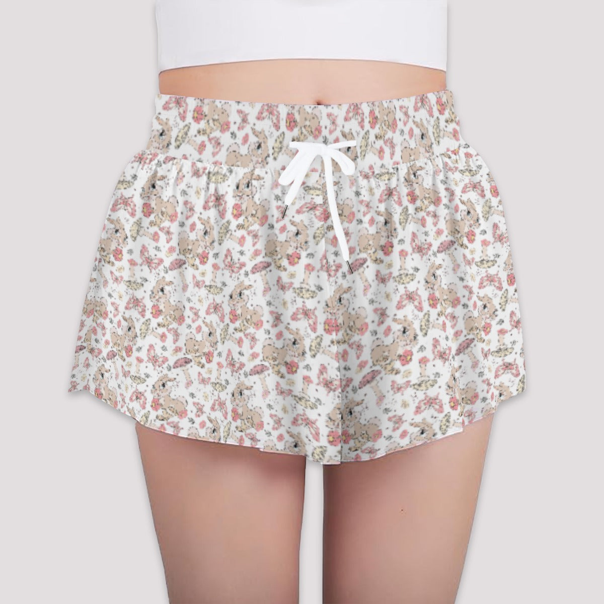 Woodland Bunny Cottagecore - Girls’ Flowy Pocket Shorts