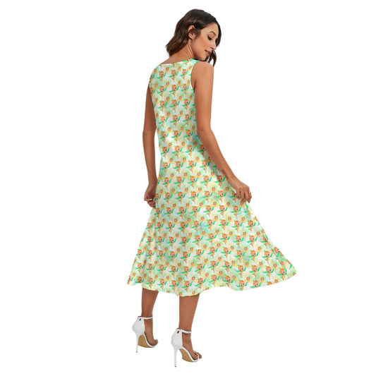 Sunny Citrus Thoughts - Women’s Diagonal Pocket Midi Dress