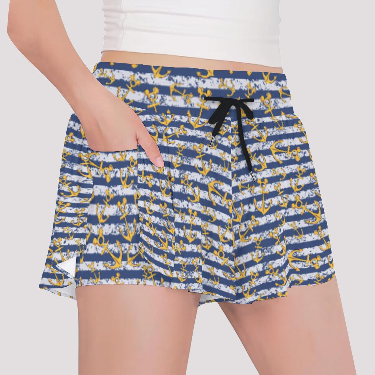Nautical Mouse Ear Anchors - Girls’ Flowy Pocket Shorts