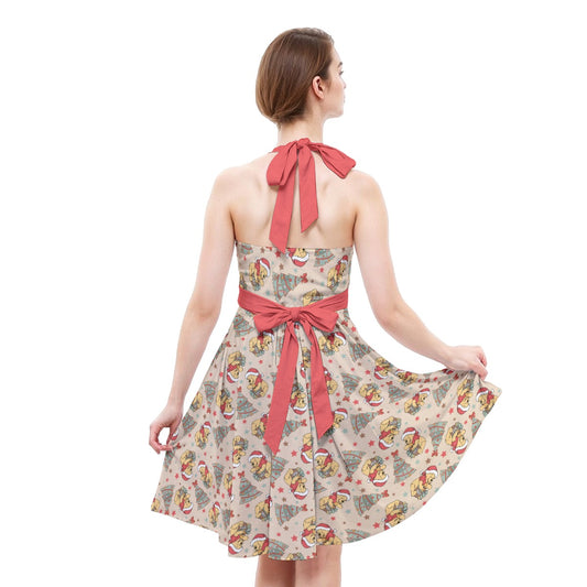 Cozy Bear Holiday Cheer - Women's Halter Vintage Pocket Dress