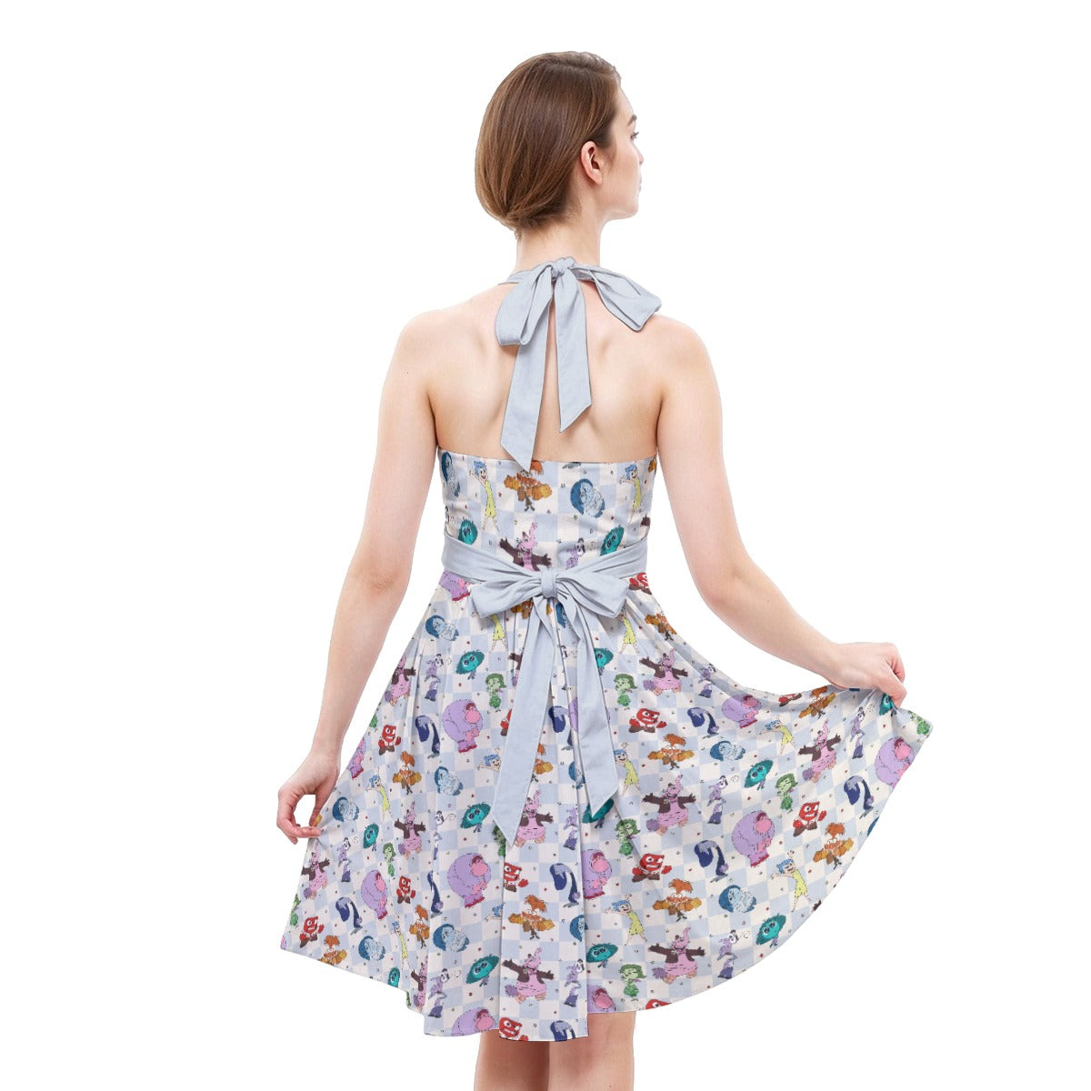 Blue Check Emotional Spectrum - Women's Halter Vintage Pocket Dress