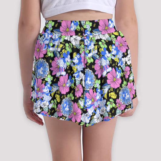 Garden Whimsy - Vintage Mouse Romancennie - Girls’ Flowy Pocket Shorts
