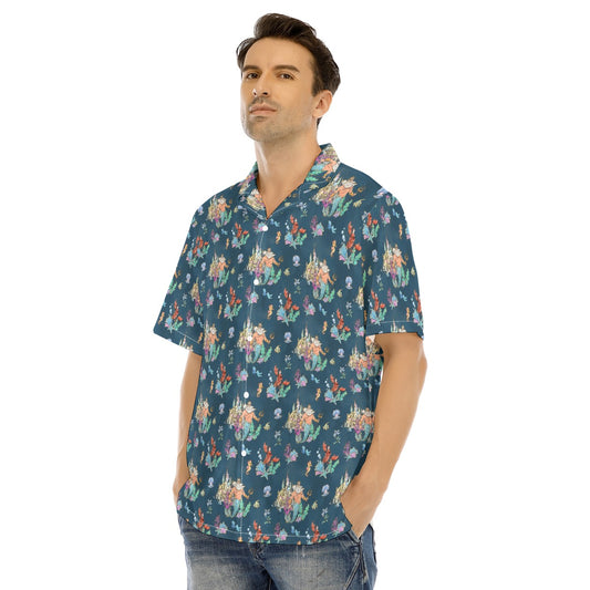 Whimsical Sea King and Crab - Men's Hawaiian Button Up Shirt