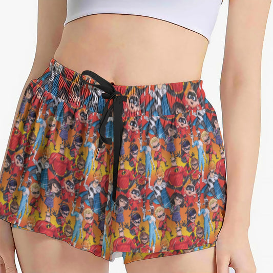 Super Squad Sketched - Women's Flowy Pocket Shorts
