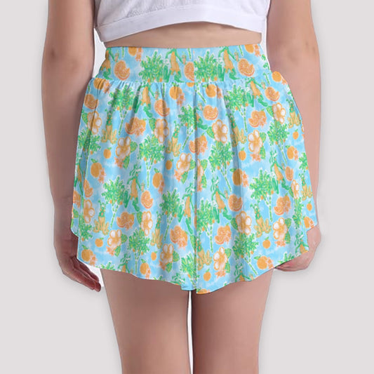 Neon Tangerine Island Palsluto - Girls’ Flowy Pocket Shorts