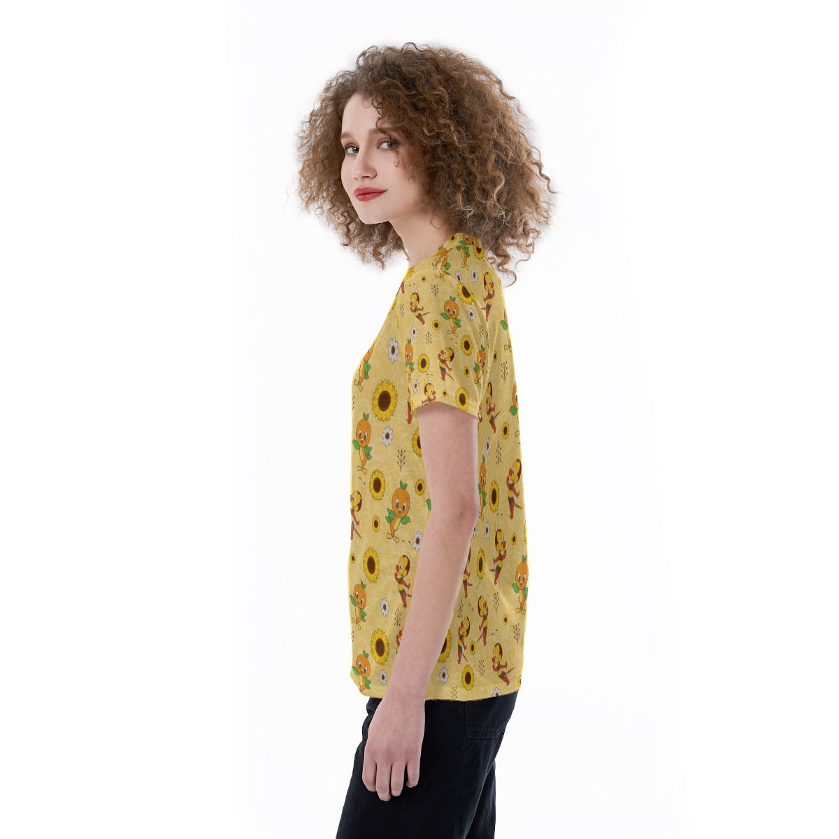Cheerful Bee & Citrus Bird - Women's Short Sleeve V-Neck T-Shirt