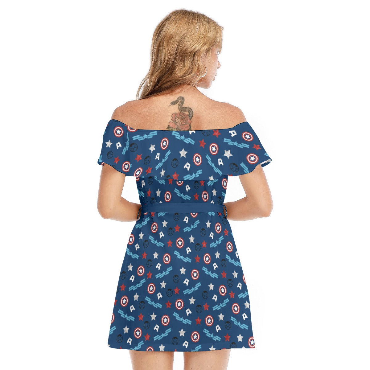 American Superhero - Women's Off-shoulder Ruffle Dress