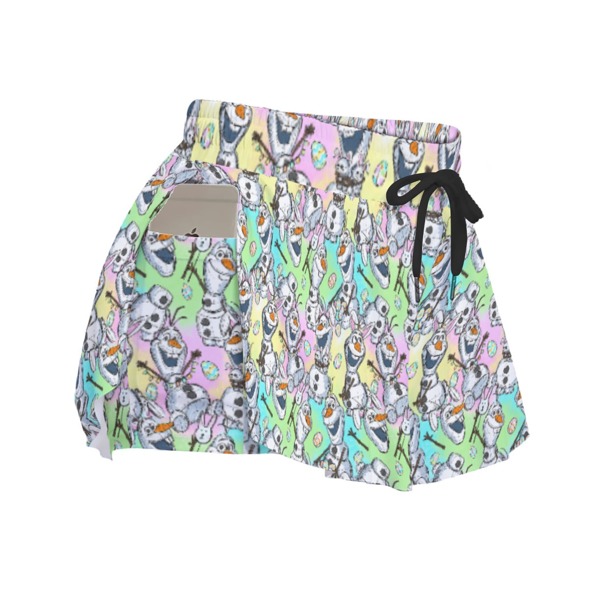 Sketched Snowman Easter - Women's Flowy Pocket Shorts