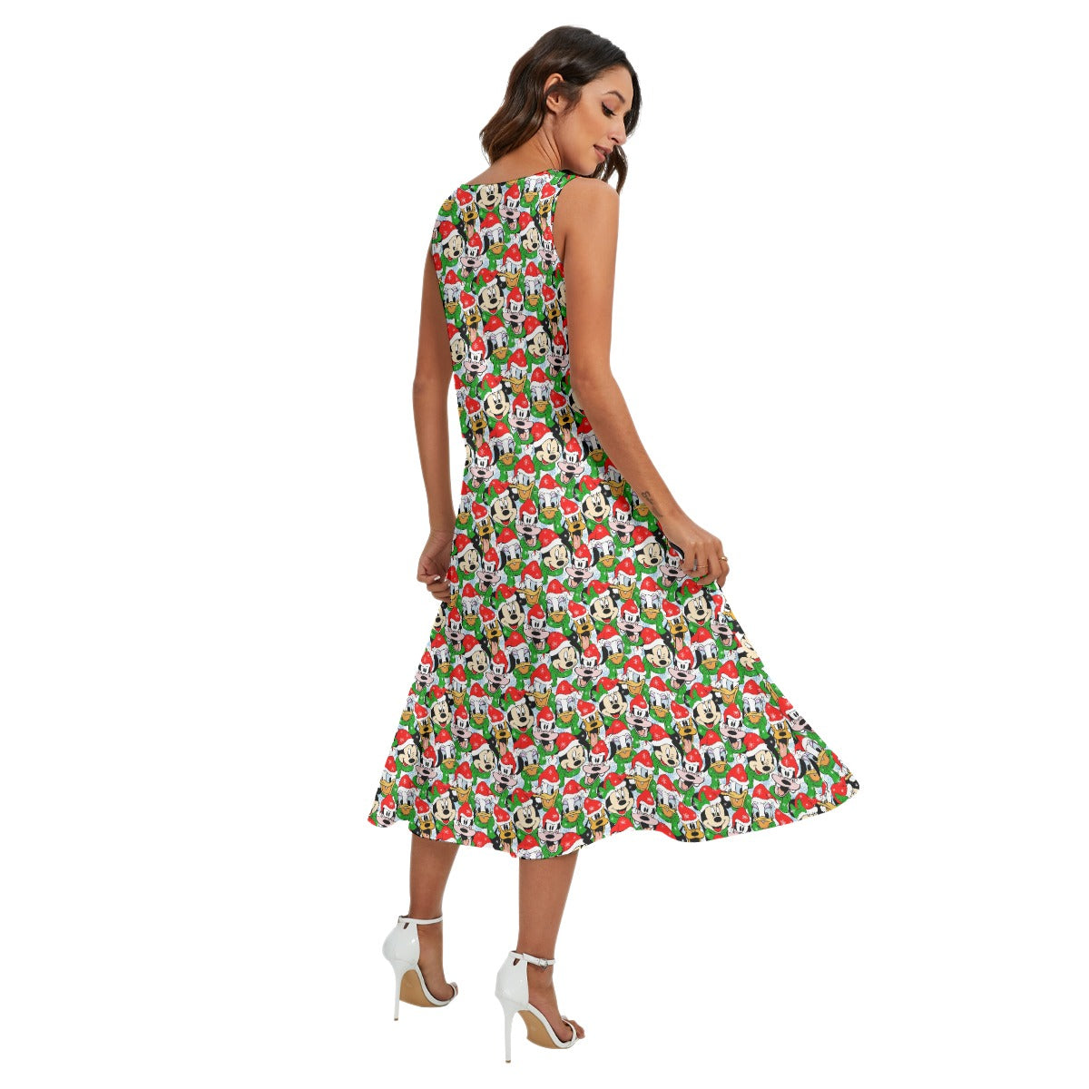 Mouse Friends in Santa HatsHats - Women’s Diagonal Pocket Midi Dress